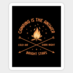 Camping Is The Answer Cold Air Dark Night Bright Stars Sticker